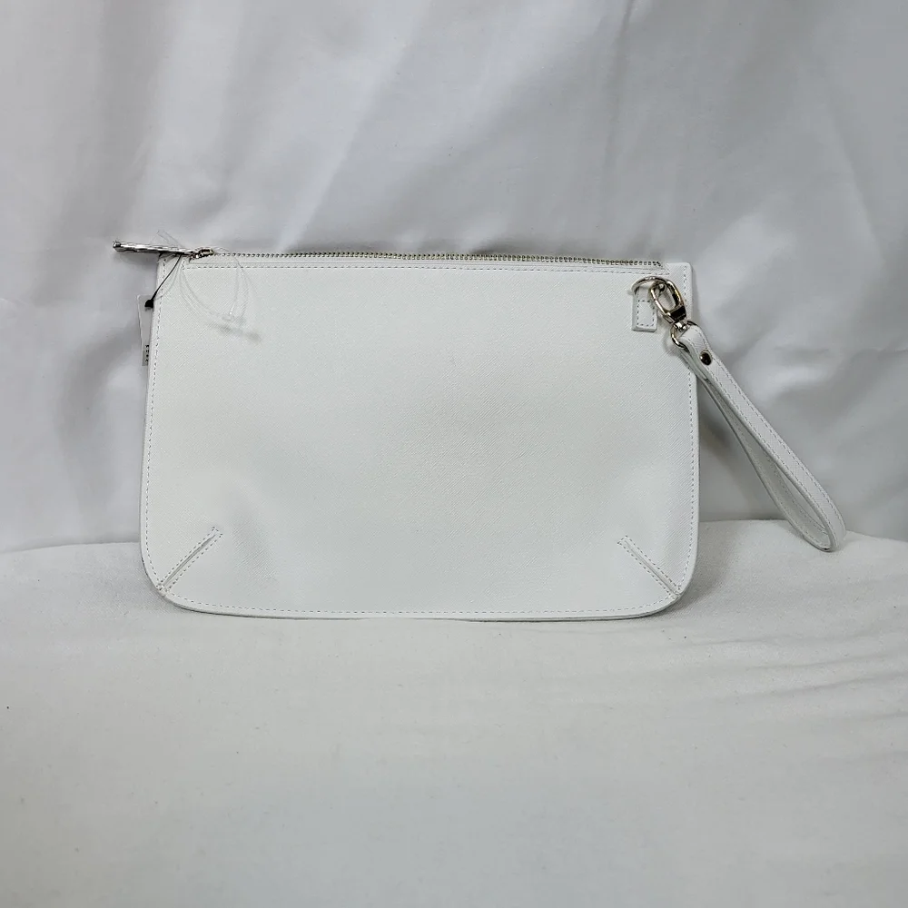 White House Black Market White Purple Hydrangea‎ Studded Wristlet Clutch New - Picture 10 of 10